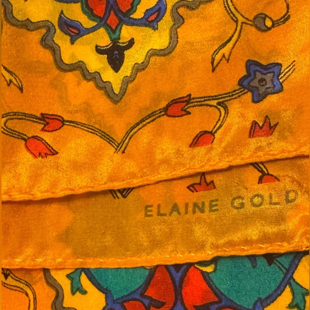 100% Silk Elaine Gold Scarf Approx 50”x10”